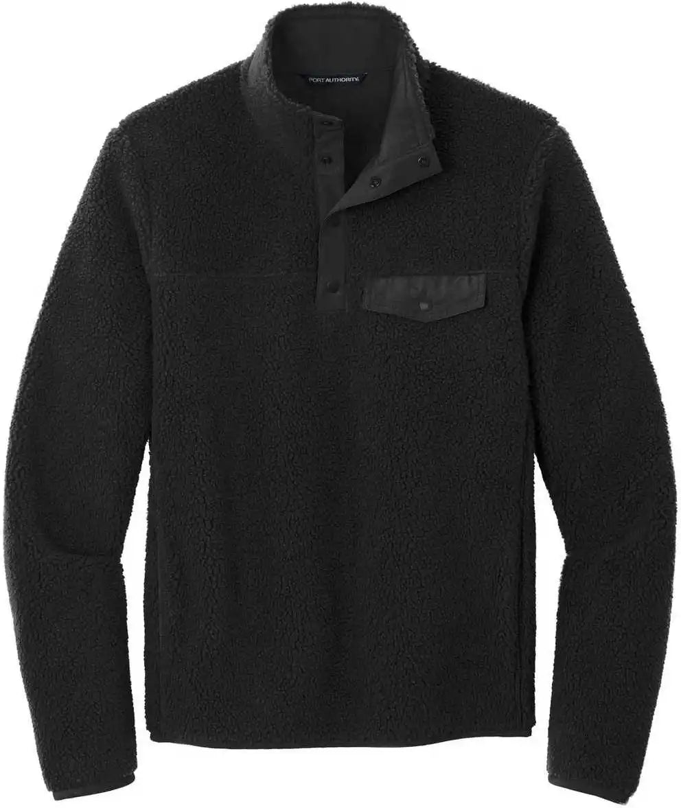 Port Authority F140 Camp Fleece Snap Pullover - Deep Black