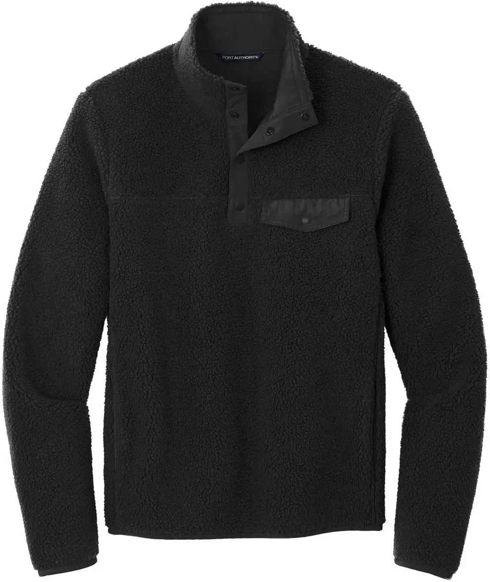 Port Authority F140 Camp Fleece Snap Pullover - Deep Black