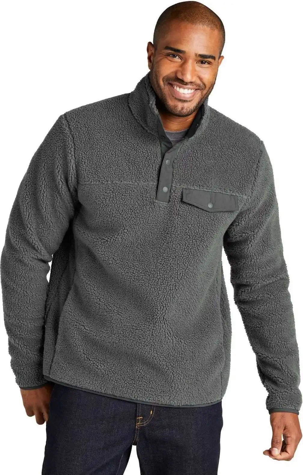 Port Authority F140 Camp Fleece Snap Pullover - Grey Steel