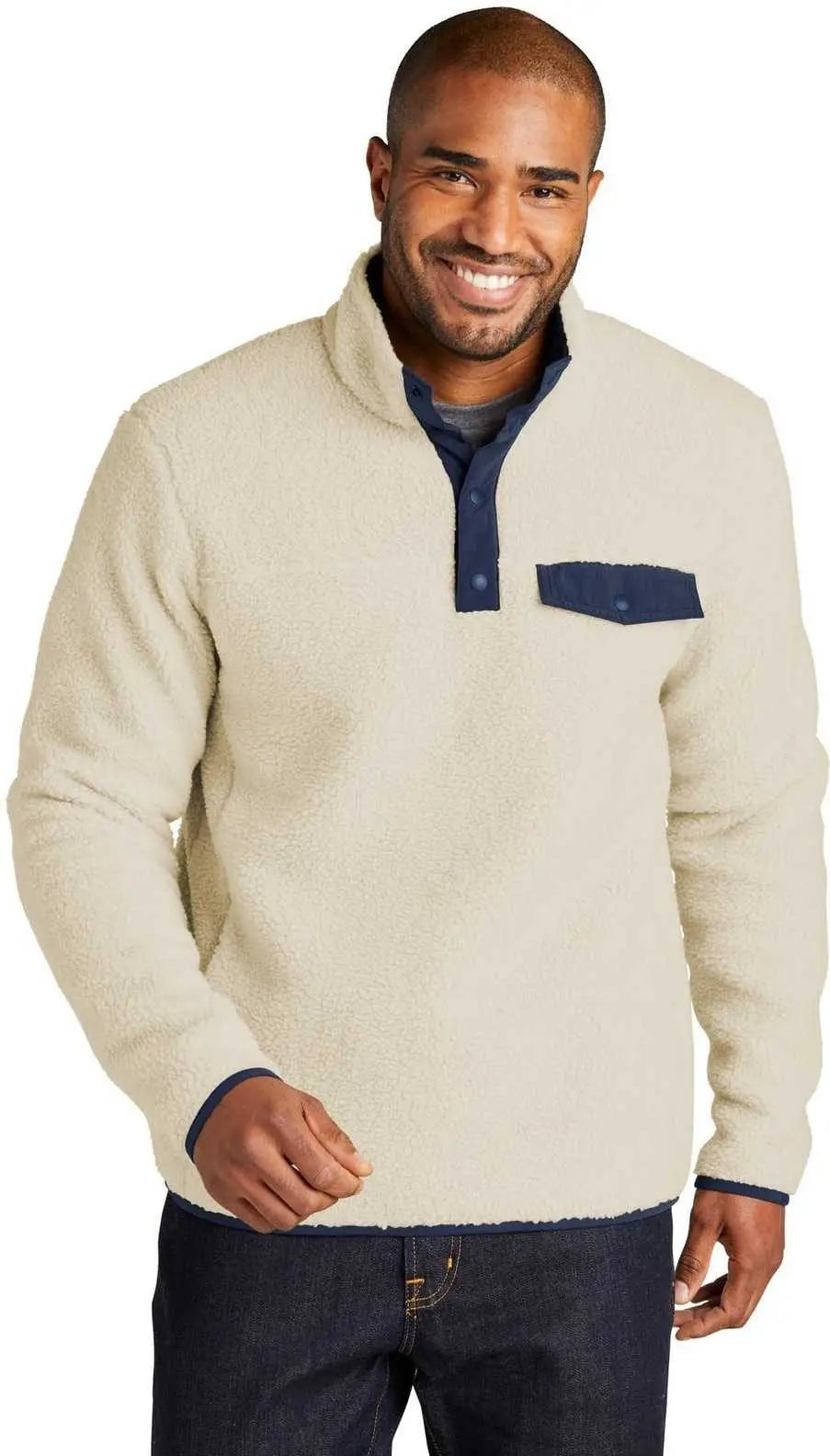 Port Authority F140 Camp Fleece Snap Pullover - Oat Dress Blue Navy