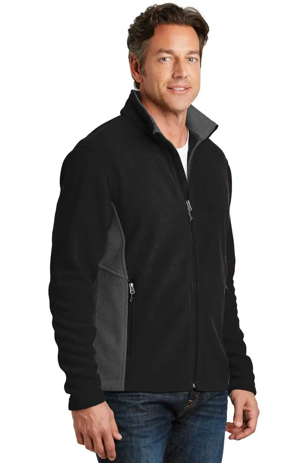 Port Authority F216 Colorblock Value Fleece Jacket - Black Battleship Gray