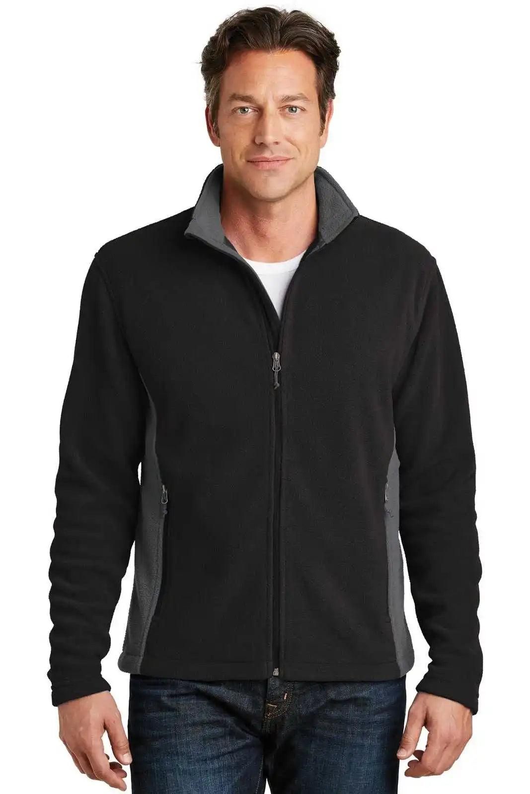 Port Authority F216 Colorblock Value Fleece Jacket - Black Battleship Gray