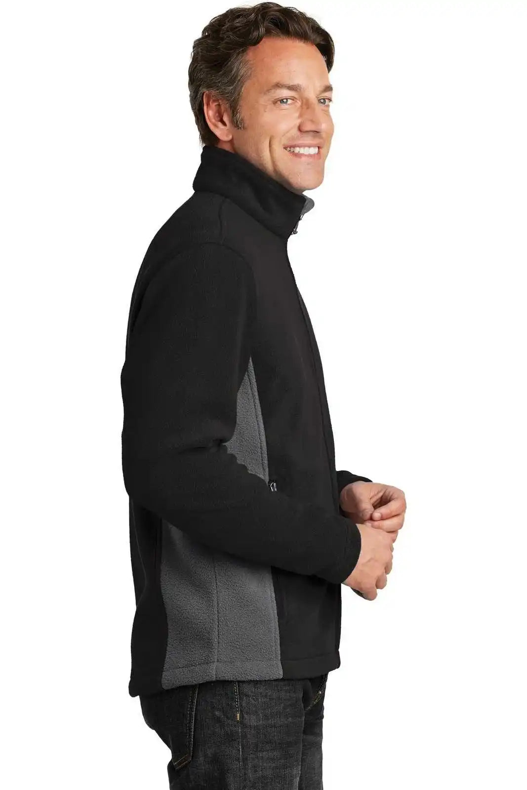 Port Authority F216 Colorblock Value Fleece Jacket - Black Battleship Gray