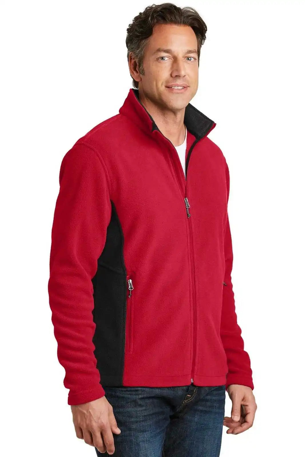 Port Authority F216 Colorblock Value Fleece Jacket - Rich Red Black