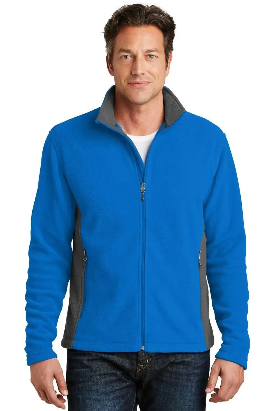 Port Authority F216 Colorblock Value Fleece Jacket - Skydiver Blue Battleship Gray