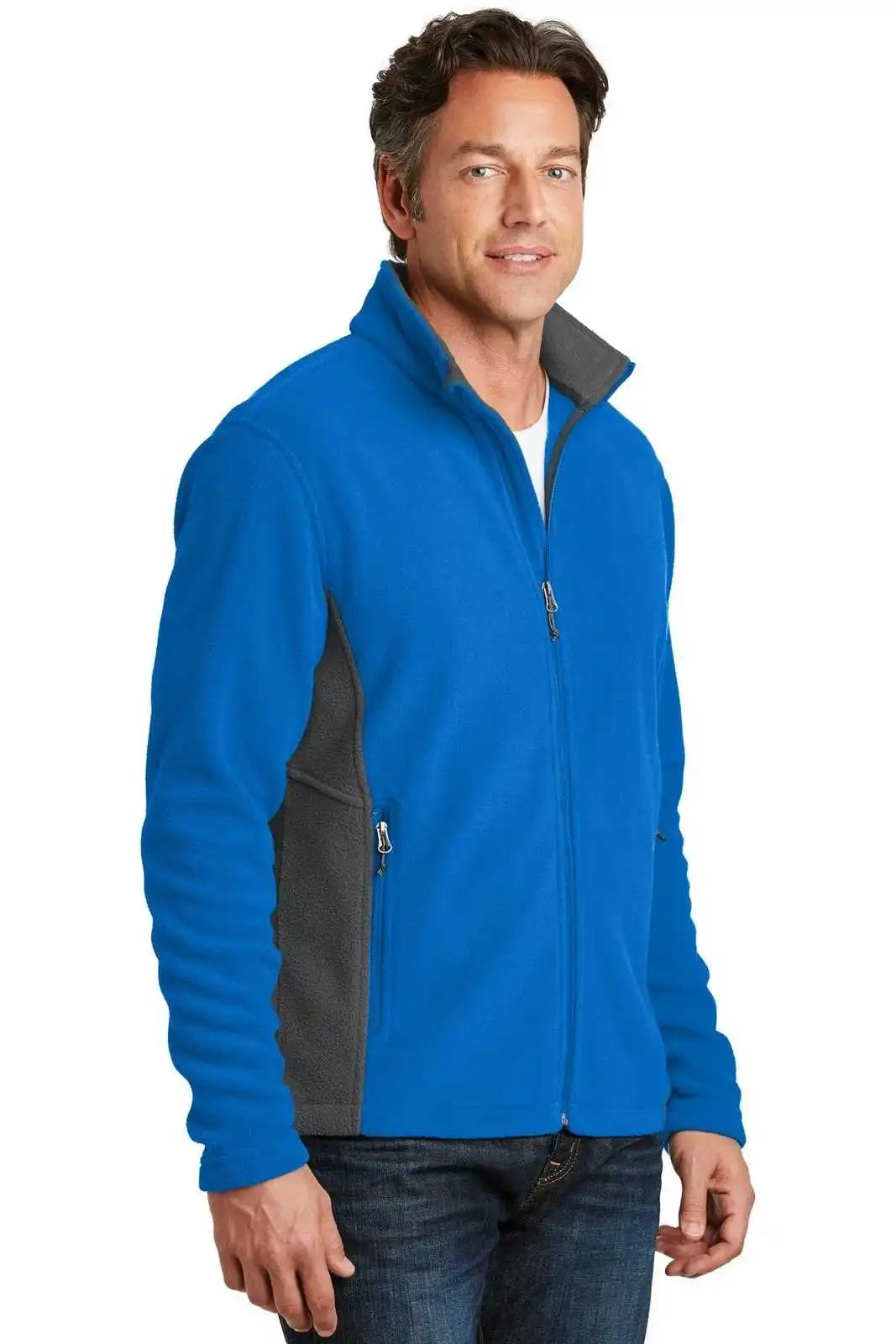 Port Authority F216 Colorblock Value Fleece Jacket - Skydiver Blue Battleship Gray