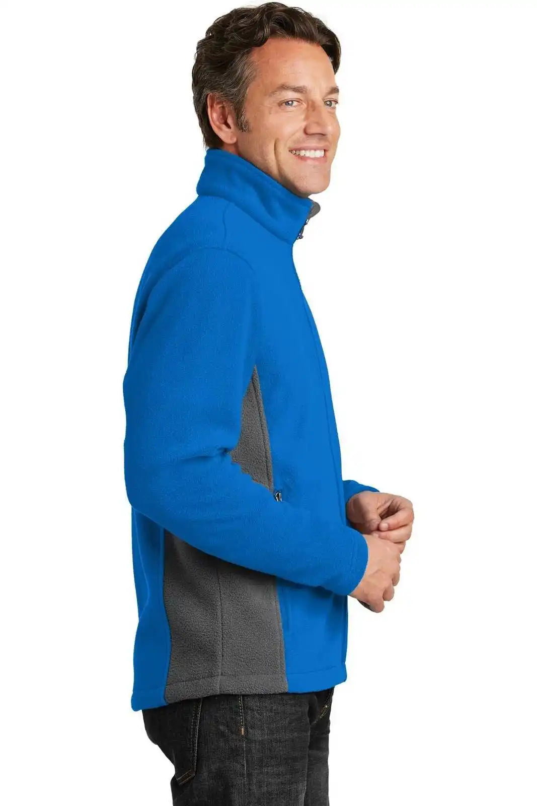 Port Authority F216 Colorblock Value Fleece Jacket - Skydiver Blue Battleship Gray
