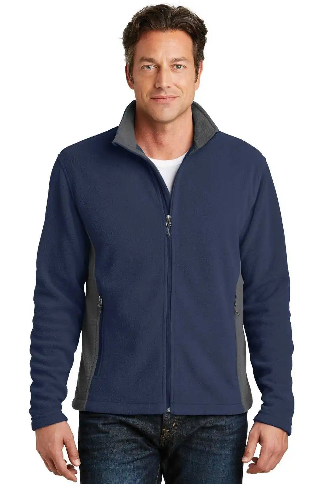 Port Authority F216 Colorblock Value Fleece Jacket - True Navy Battleship Gray
