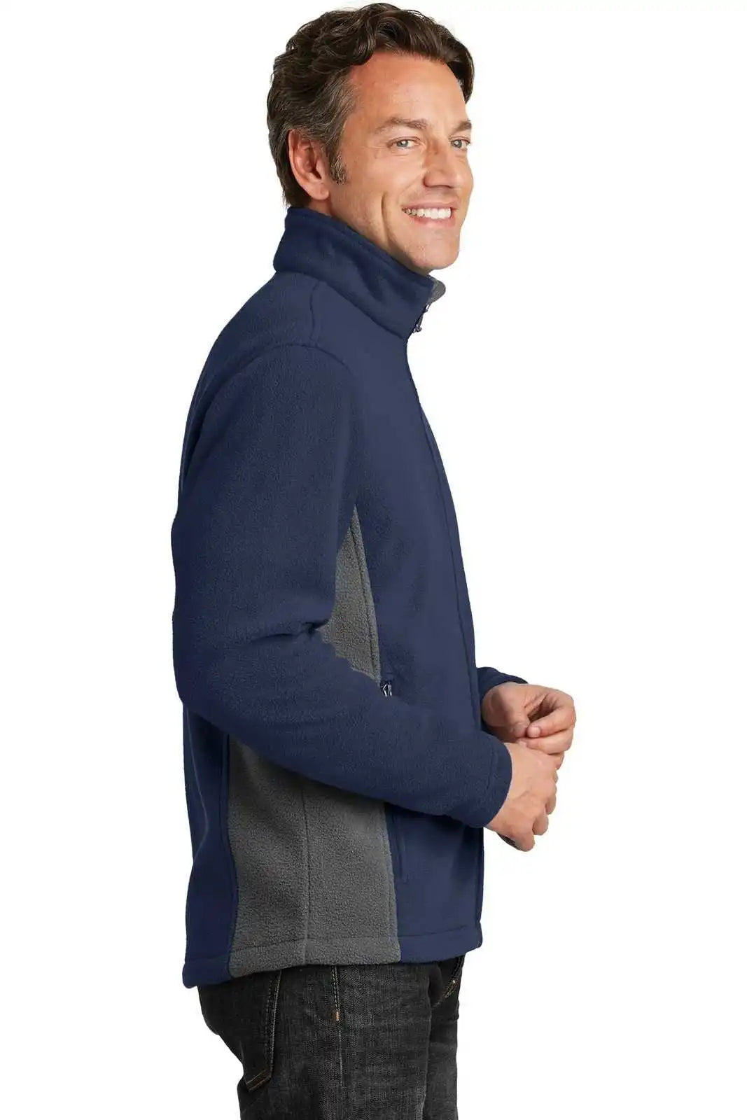 Port Authority F216 Colorblock Value Fleece Jacket - True Navy Battleship Gray