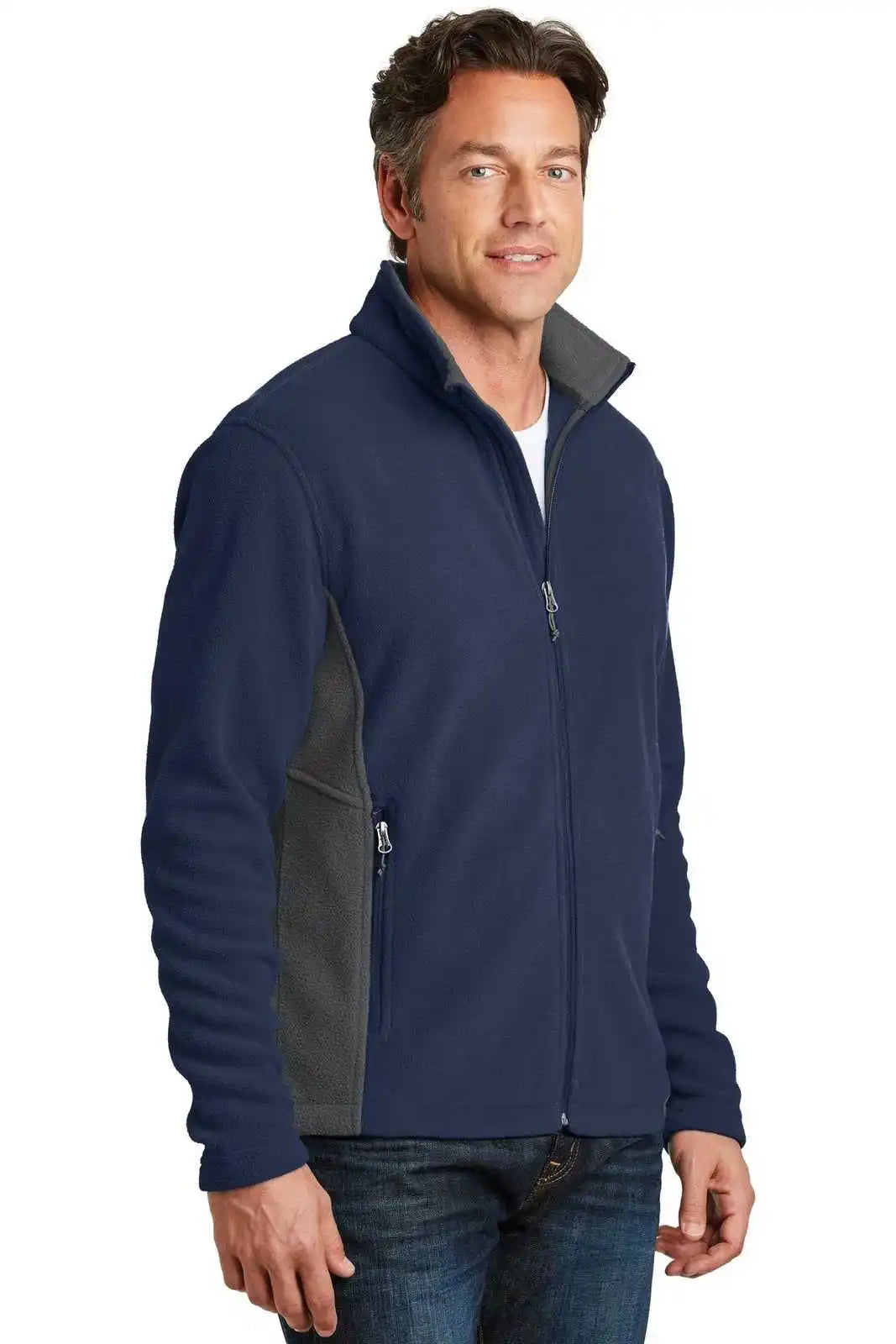 Port Authority F216 Colorblock Value Fleece Jacket - True Navy Battleship Gray