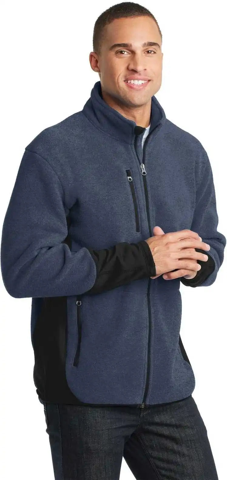 Port Authority F227 R-tek Pro Fleece Full-zip Jacket - Navy Heather Black