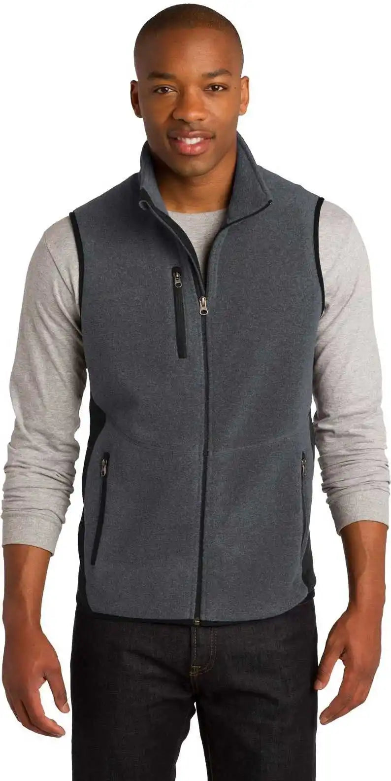 Port Authority F228 R-tek Pro Fleece Full-zip Vest - Charcoal Heather Black