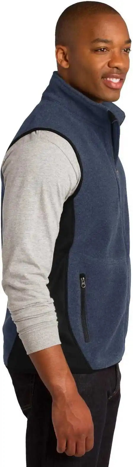 Port Authority F228 R-tek Pro Fleece Full-zip Vest - Navy Heather Black