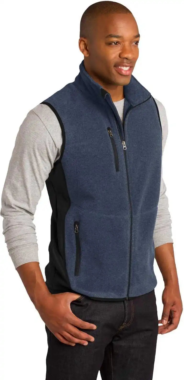 Port Authority F228 R-tek Pro Fleece Full-zip Vest - Navy Heather Black