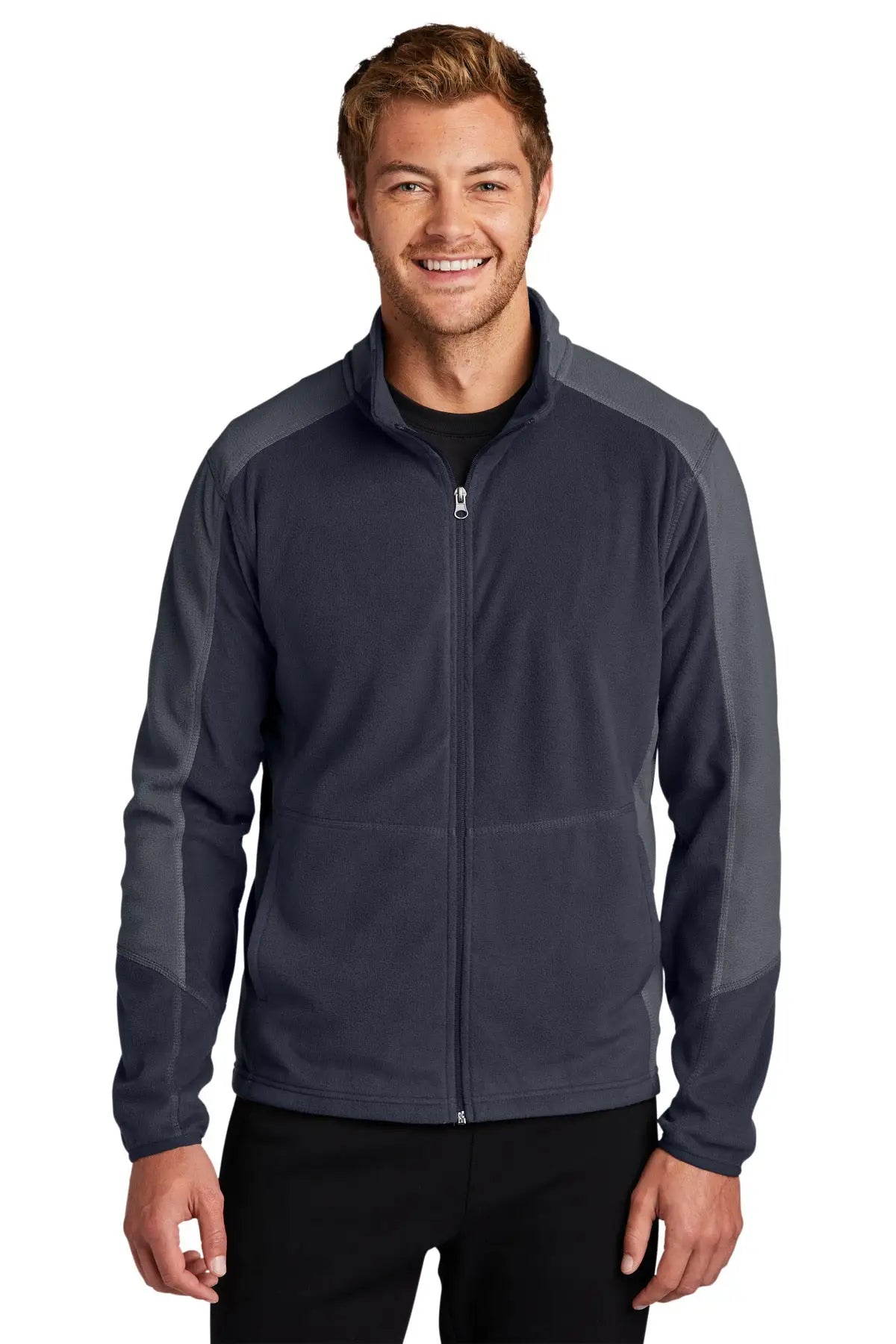 Port Authority F230 Colorblock Microfleece Jacket - Battleship Gray Pearl