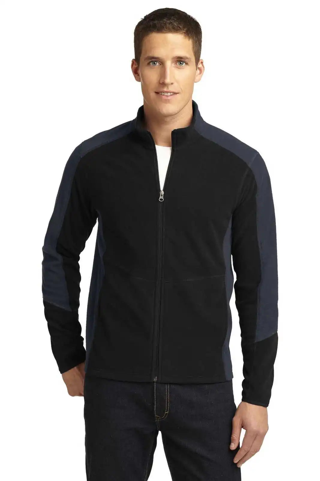 Port Authority F230 Colorblock Microfleece Jacket - Black Battleship Gray
