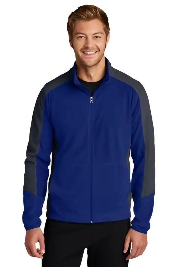 Port Authority F230 Colorblock Microfleece Jacket - Black Battleship Gray - Black/ / Adult Xs