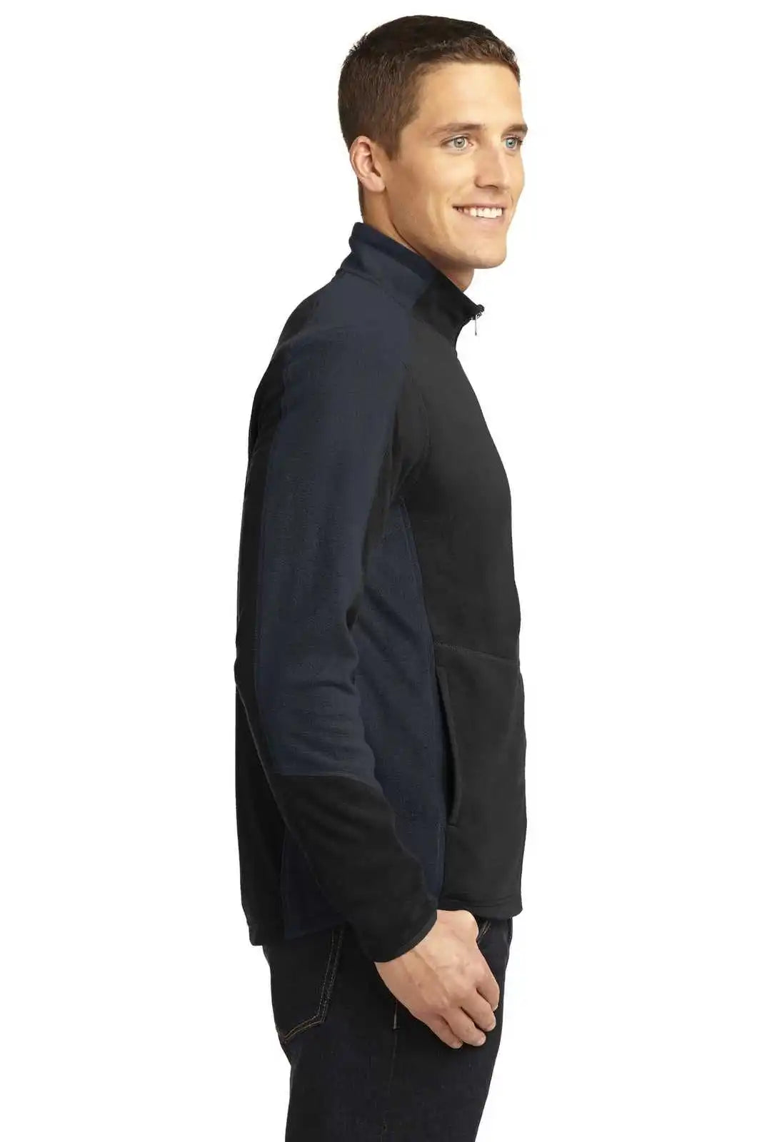 Port Authority F230 Colorblock Microfleece Jacket - Black Battleship Gray