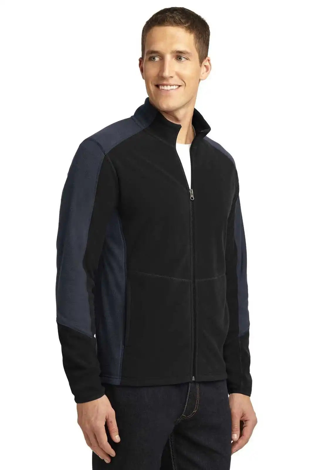 Port Authority F230 Colorblock Microfleece Jacket - Black Battleship Gray