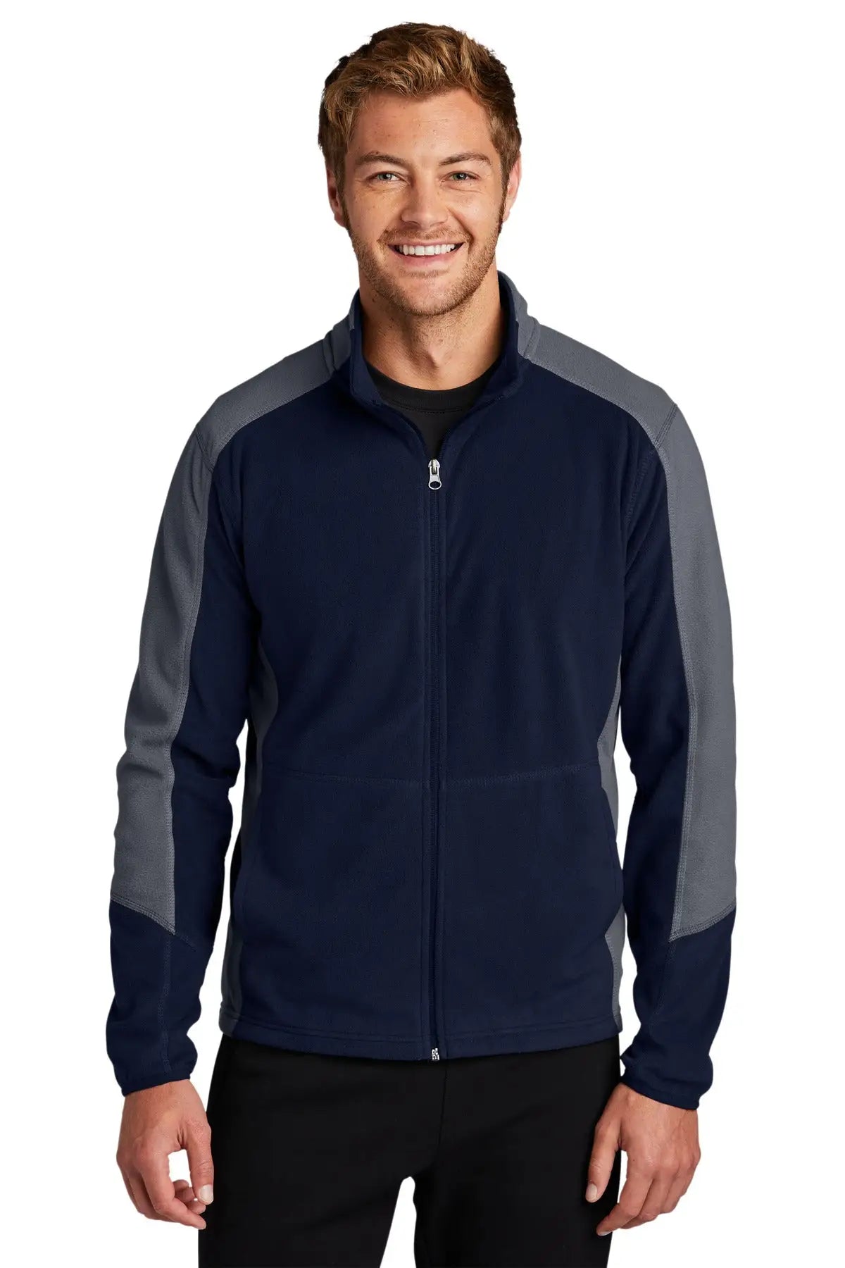 Port Authority F230 Colorblock Microfleece Jacket - True Navy Pearl Gray