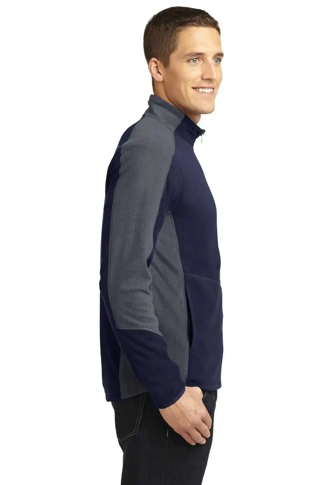 Port Authority F230 Colorblock Microfleece Jacket - True Navy Pearl Gray