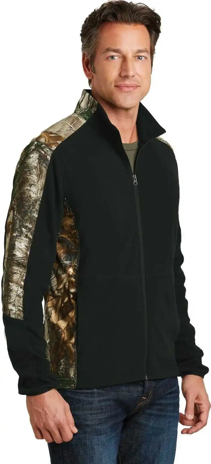 Port Authority F230c Camouflage Microfleece Full-zip Jacket - Black Realtree Xtra