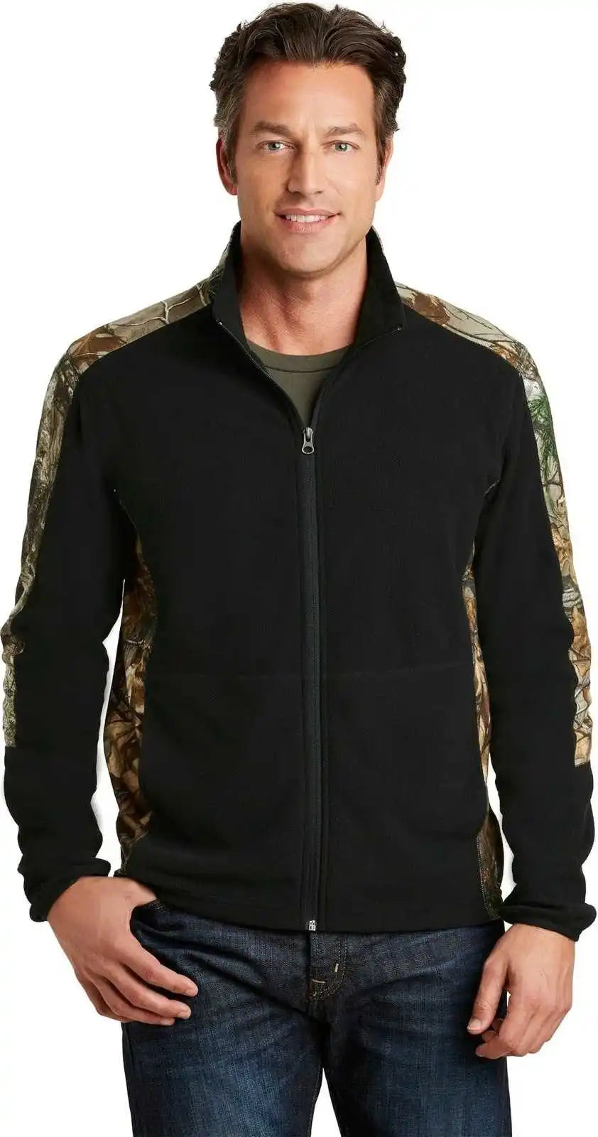 Port Authority F230c Camouflage Microfleece Full-zip Jacket - Black Realtree Xtra