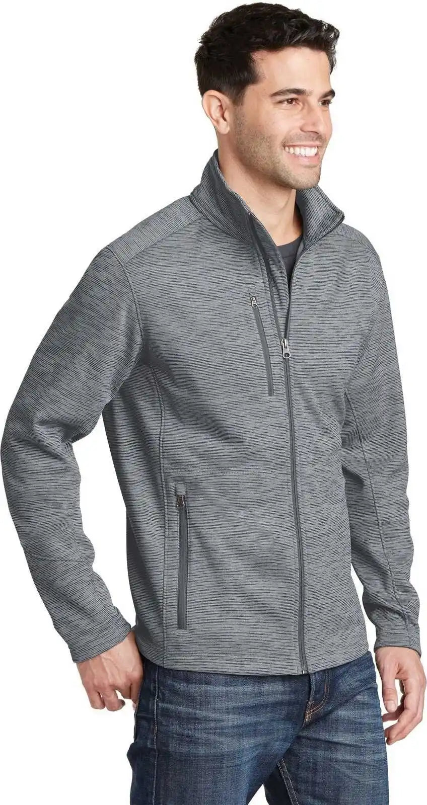 Port Authority F231 Digi Stripe Fleece Jacket Gray