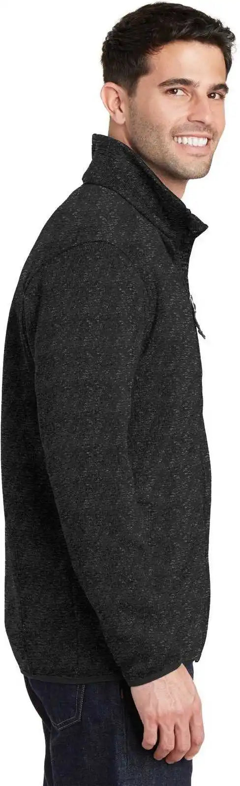 Port Authority F232 Sweater Fleece Jacket Black Heather