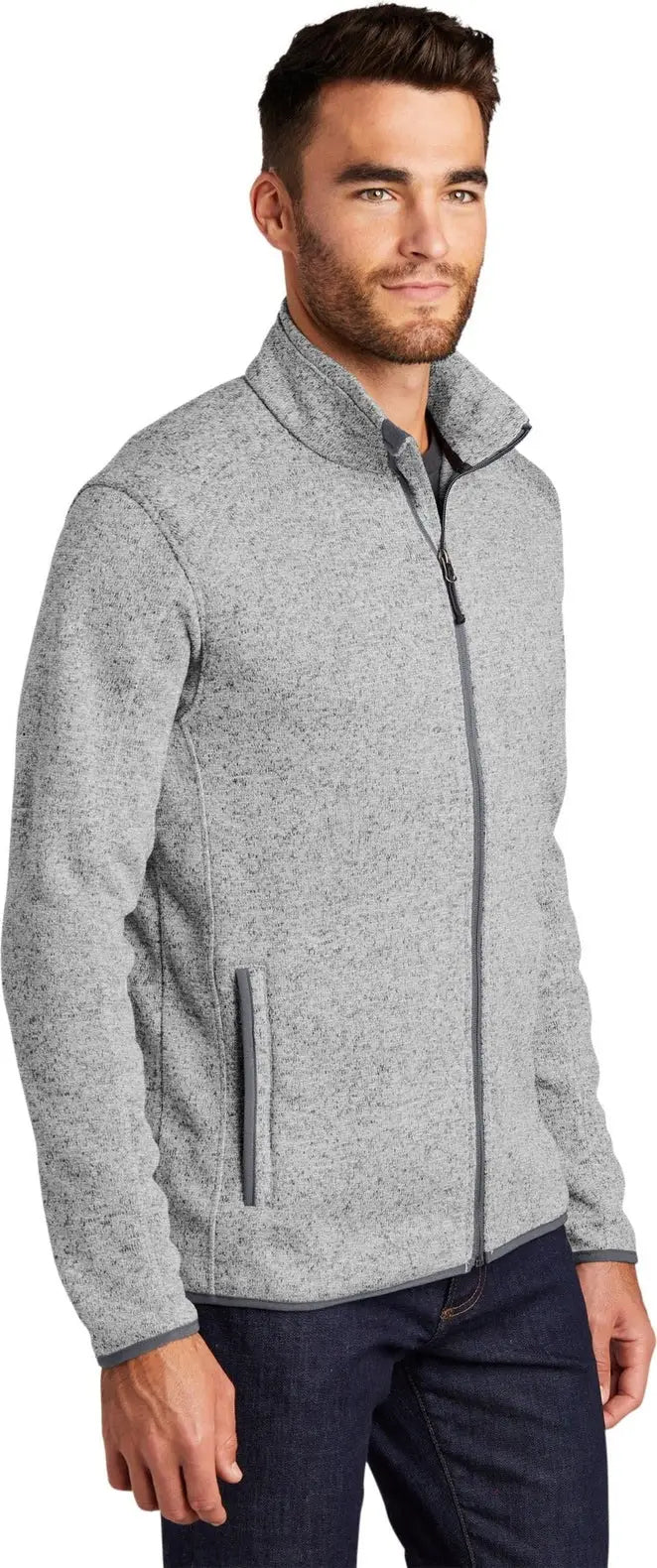 Port Authority F232 Sweater Fleece Jacket - Gray Heather