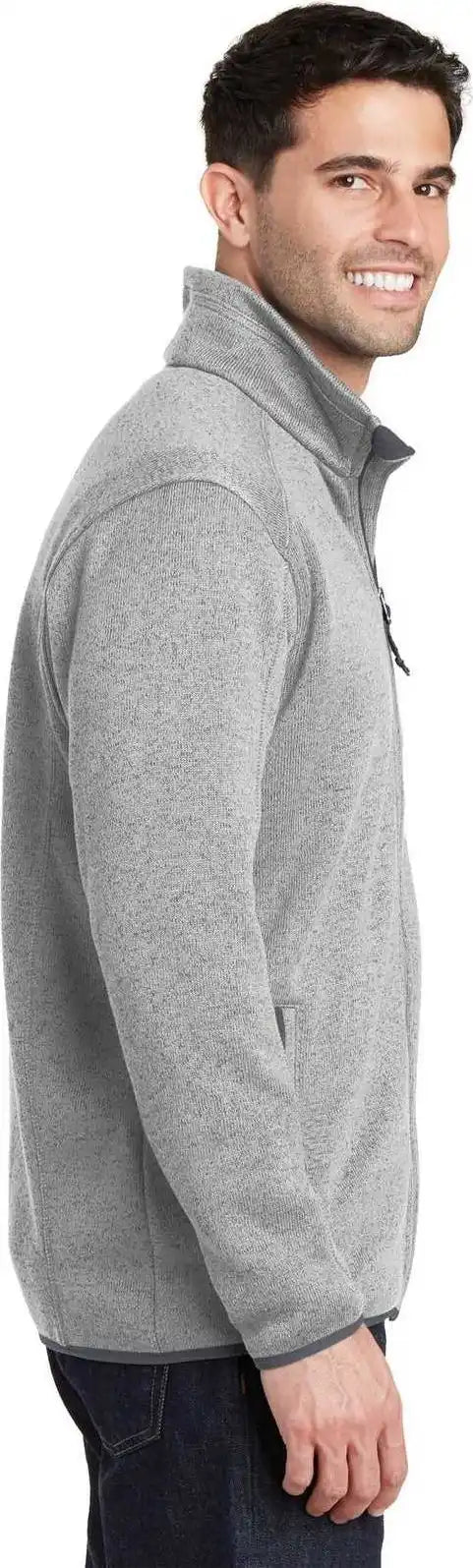 Port Authority F232 Sweater Fleece Jacket Gray Heather