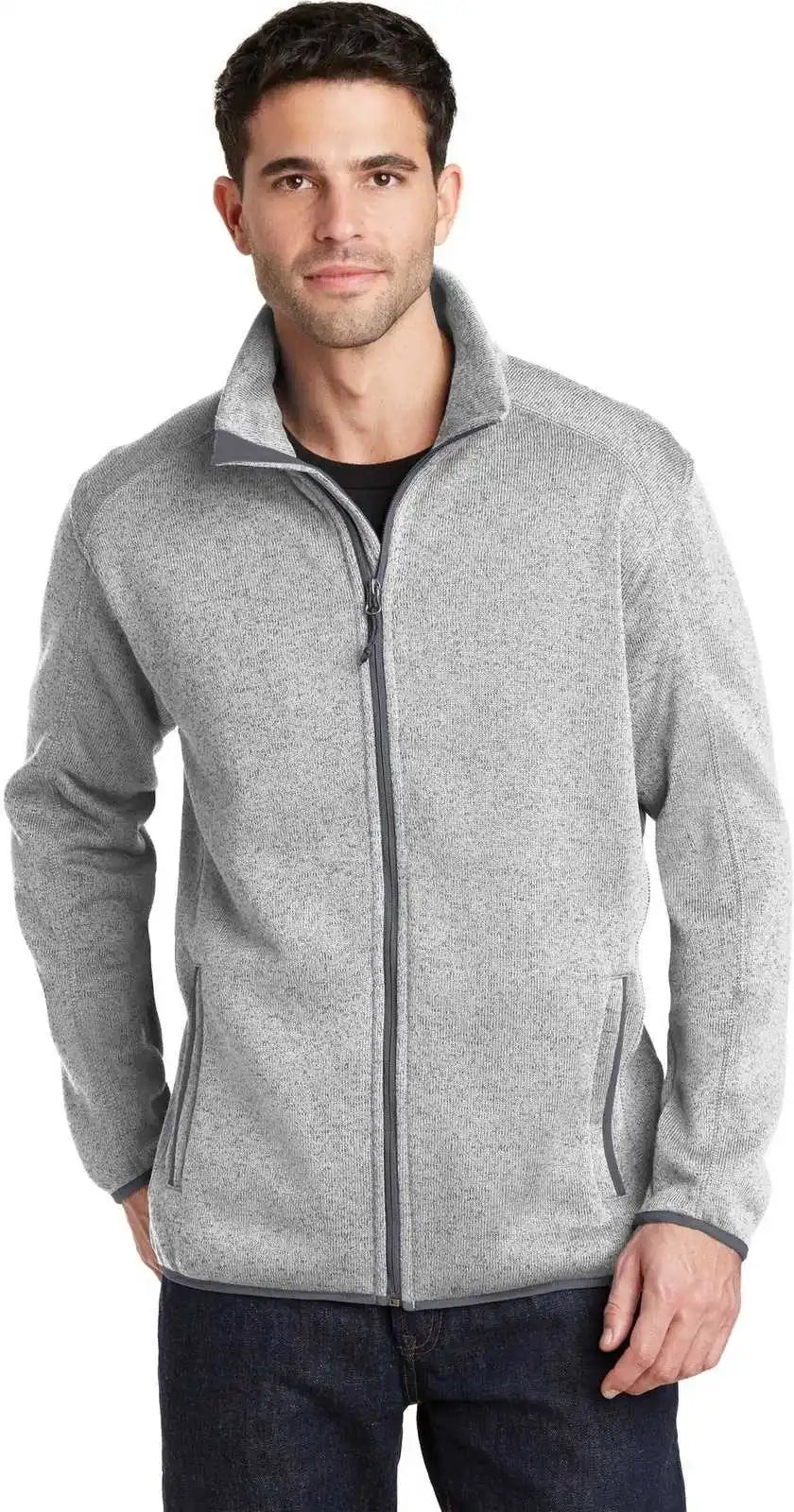 Port Authority F232 Sweater Fleece Jacket Gray Heather
