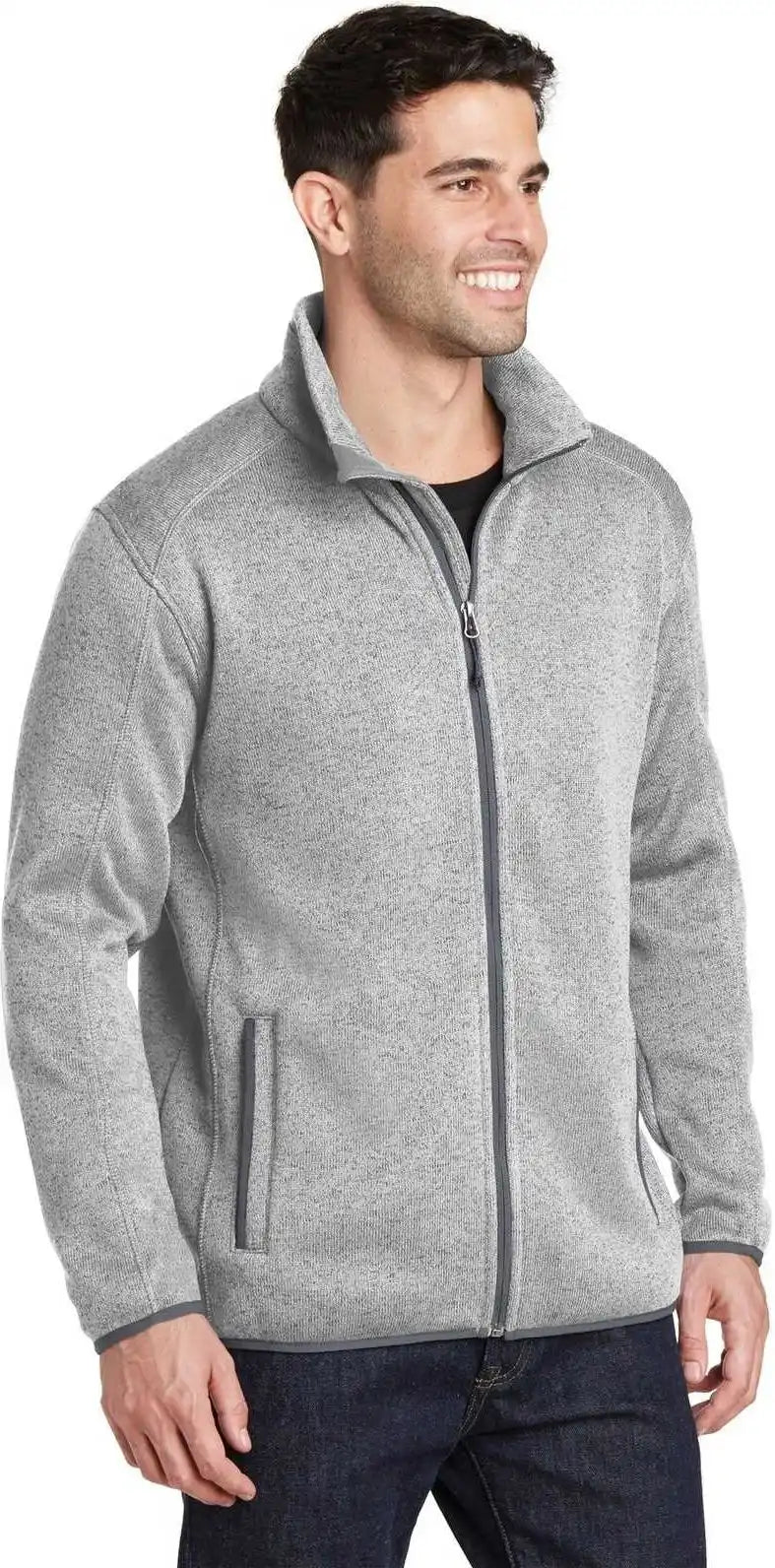 Port Authority F232 Sweater Fleece Jacket Gray Heather
