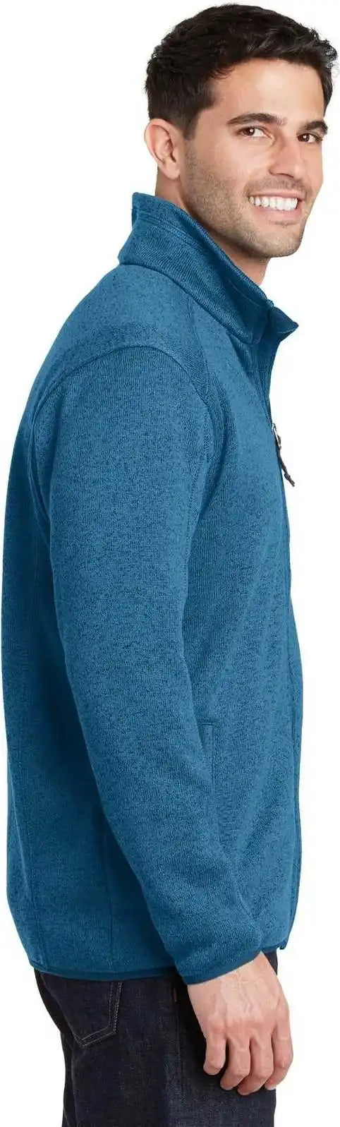 Port Authority F232 Sweater Fleece Jacket Medium Blue Heather
