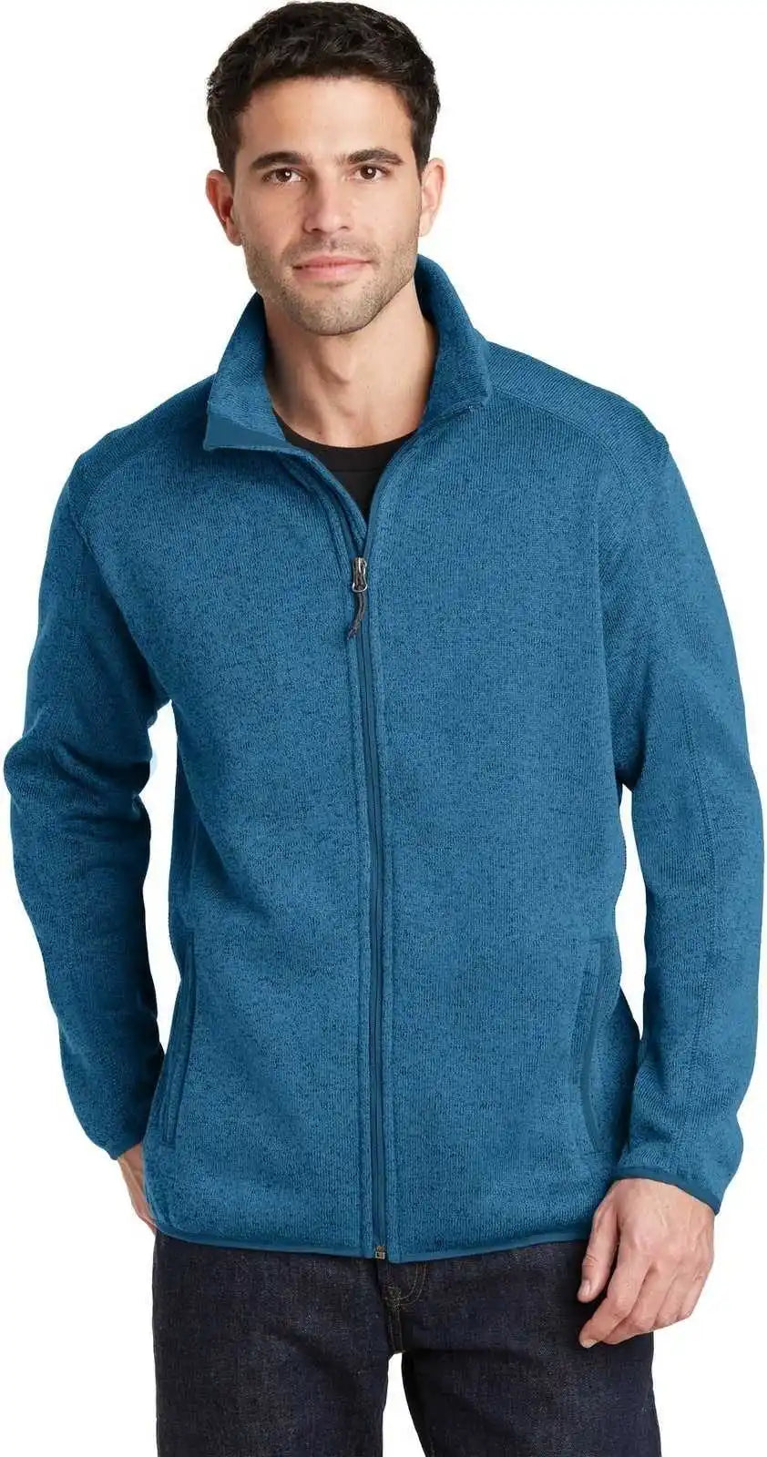 Port Authority F232 Sweater Fleece Jacket - Medium Blue Heather