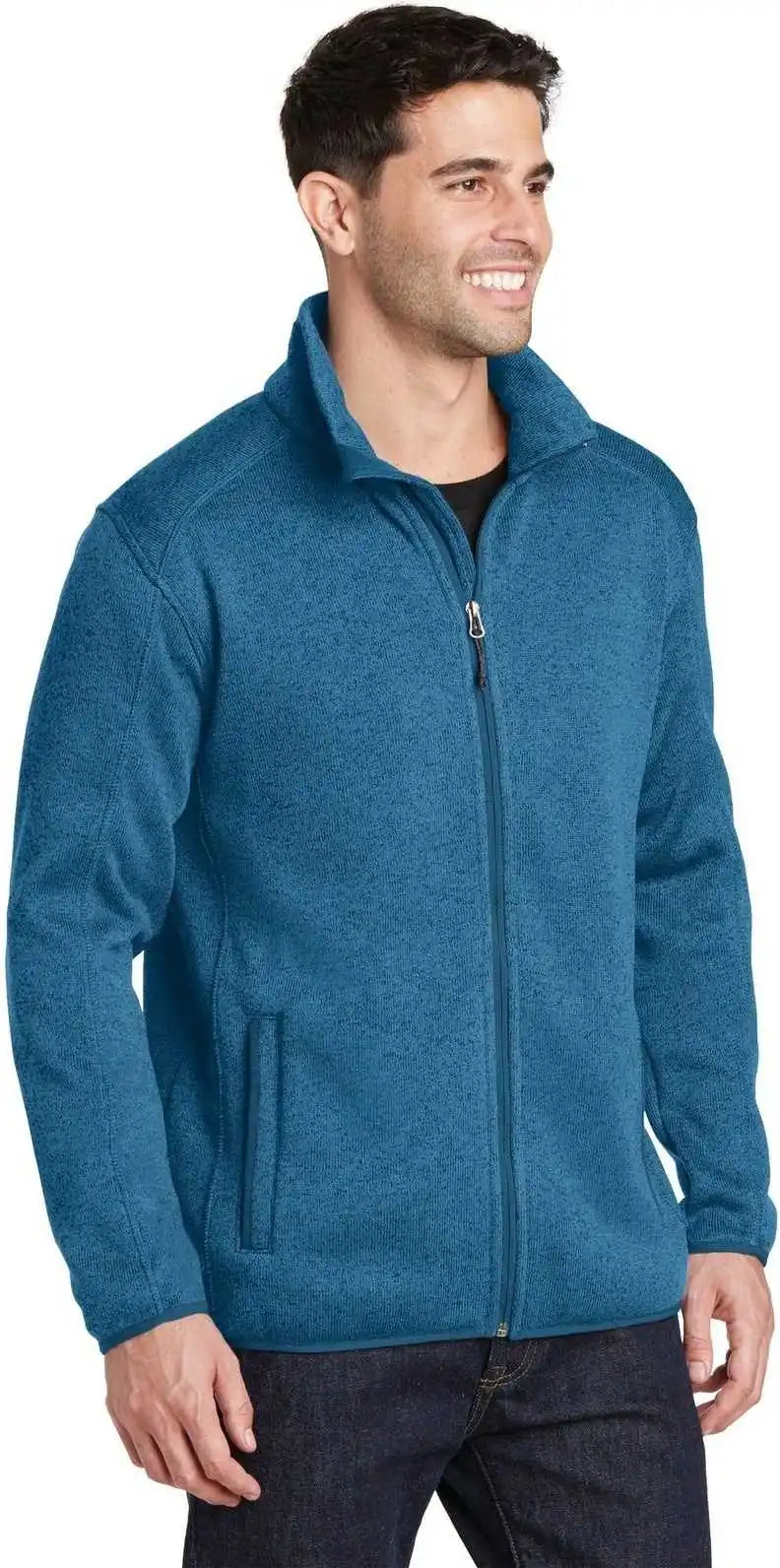 Port Authority F232 Sweater Fleece Jacket Medium Blue Heather