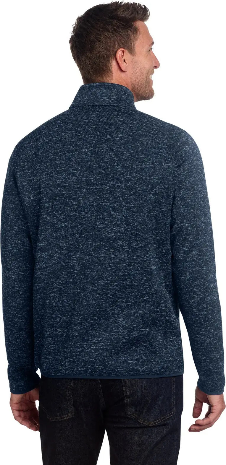 Port Authority F232 Sweater Fleece Jacket - River Blue Navy Heather