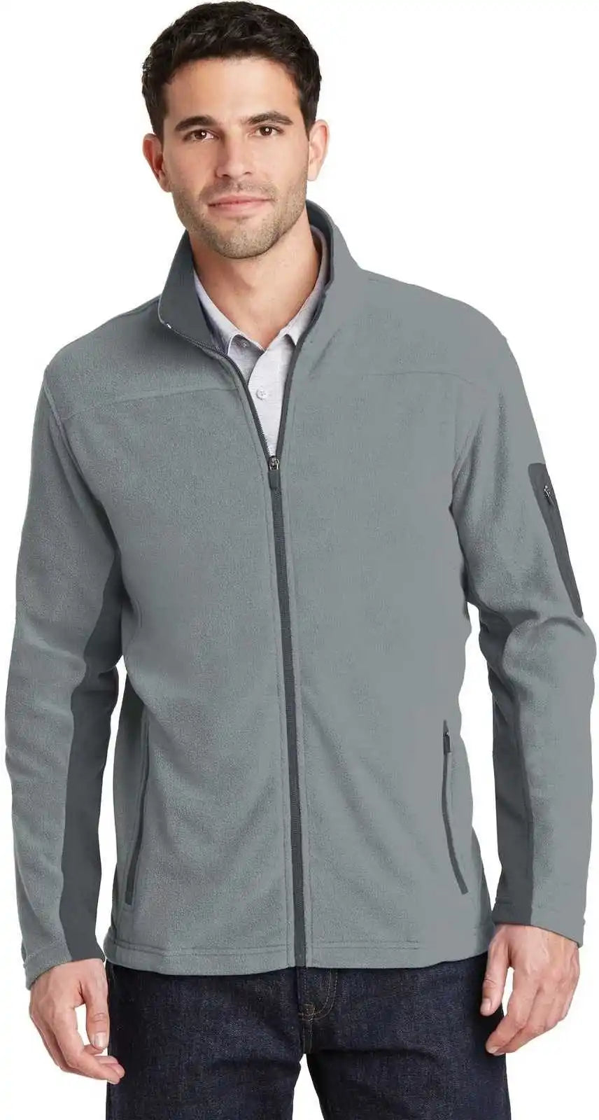 Port Authority F233 Summit Fleece Full Zip Jacket Frost Gray Magnet