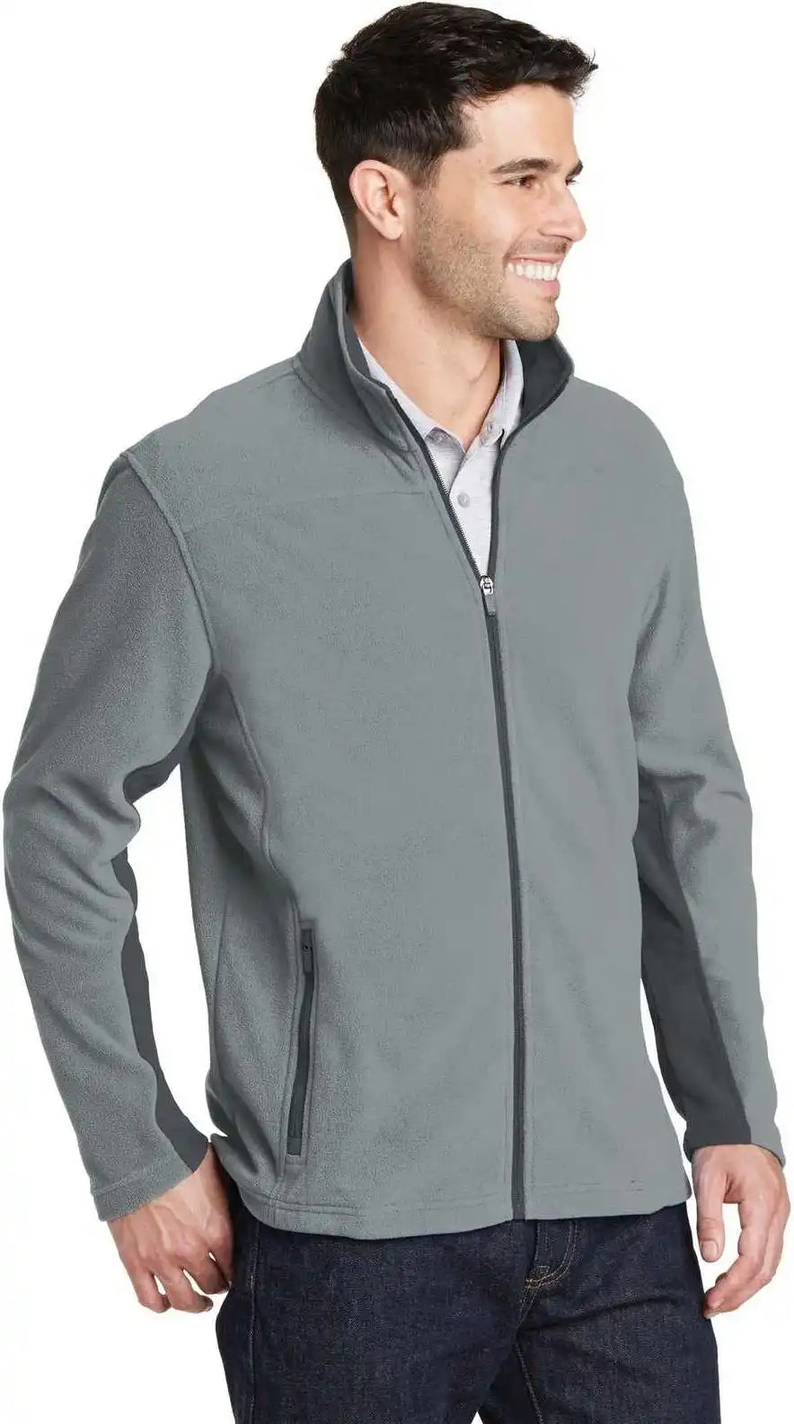 Port Authority F233 Summit Fleece Full Zip Jacket Frost Gray Magnet