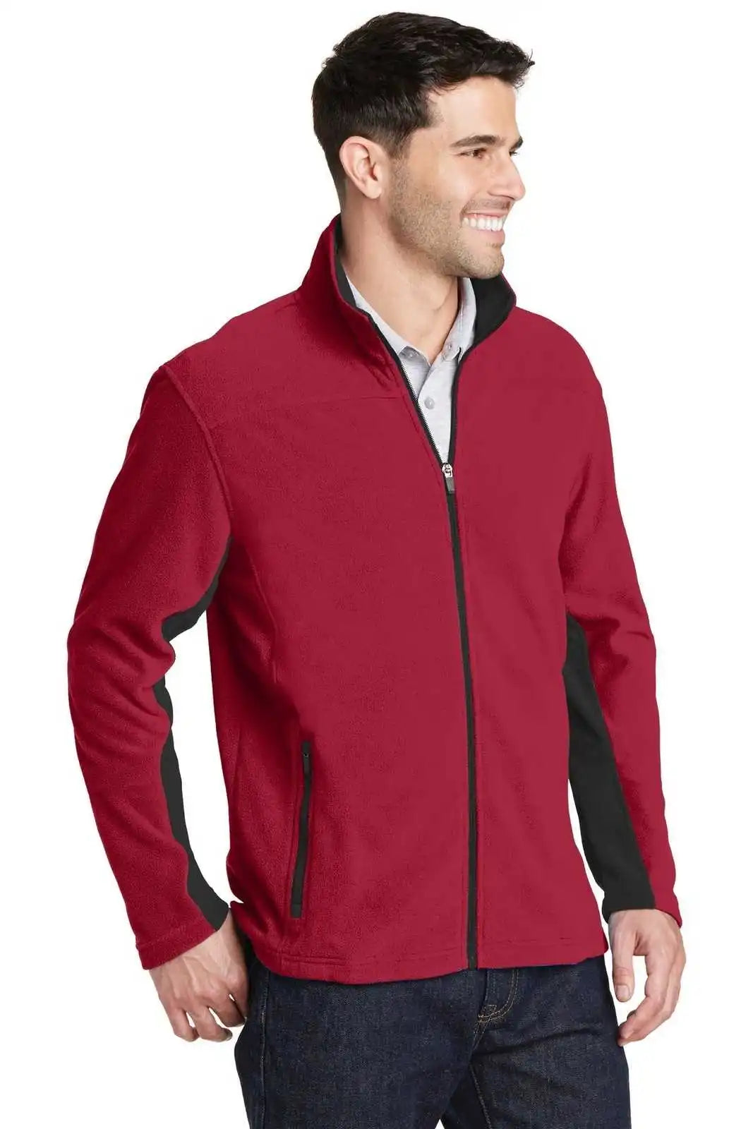 Port Authority F233 Summit Fleece Full-zip Jacket - Rich Red Black