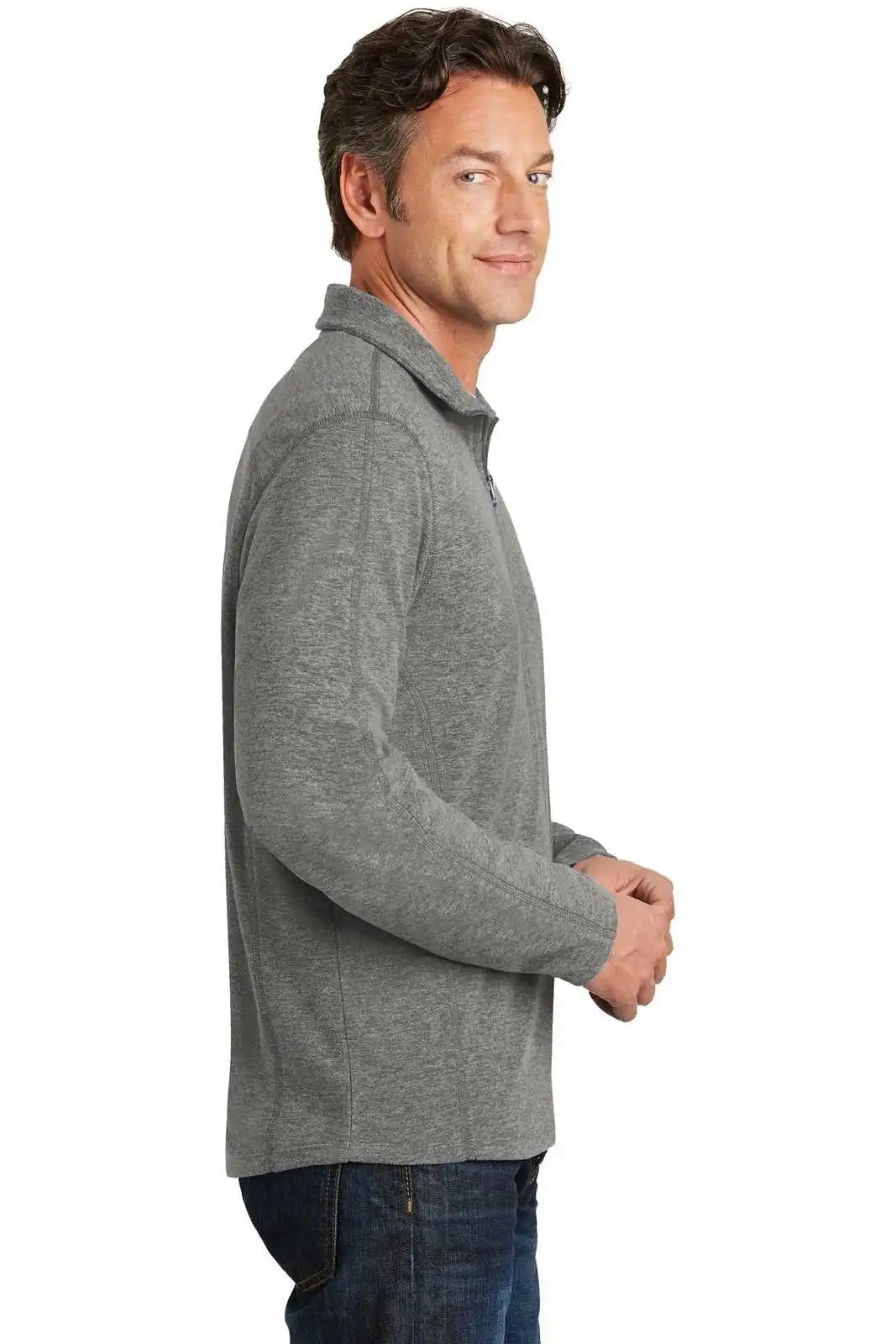 Port Authority F234 Heather Microfleece 1/2-zip Pullover - Pearl Gray