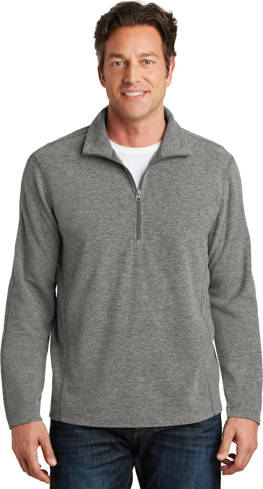 Port Authority F234 Heather Microfleece 1/2-zip Pullover - Pearl Gray