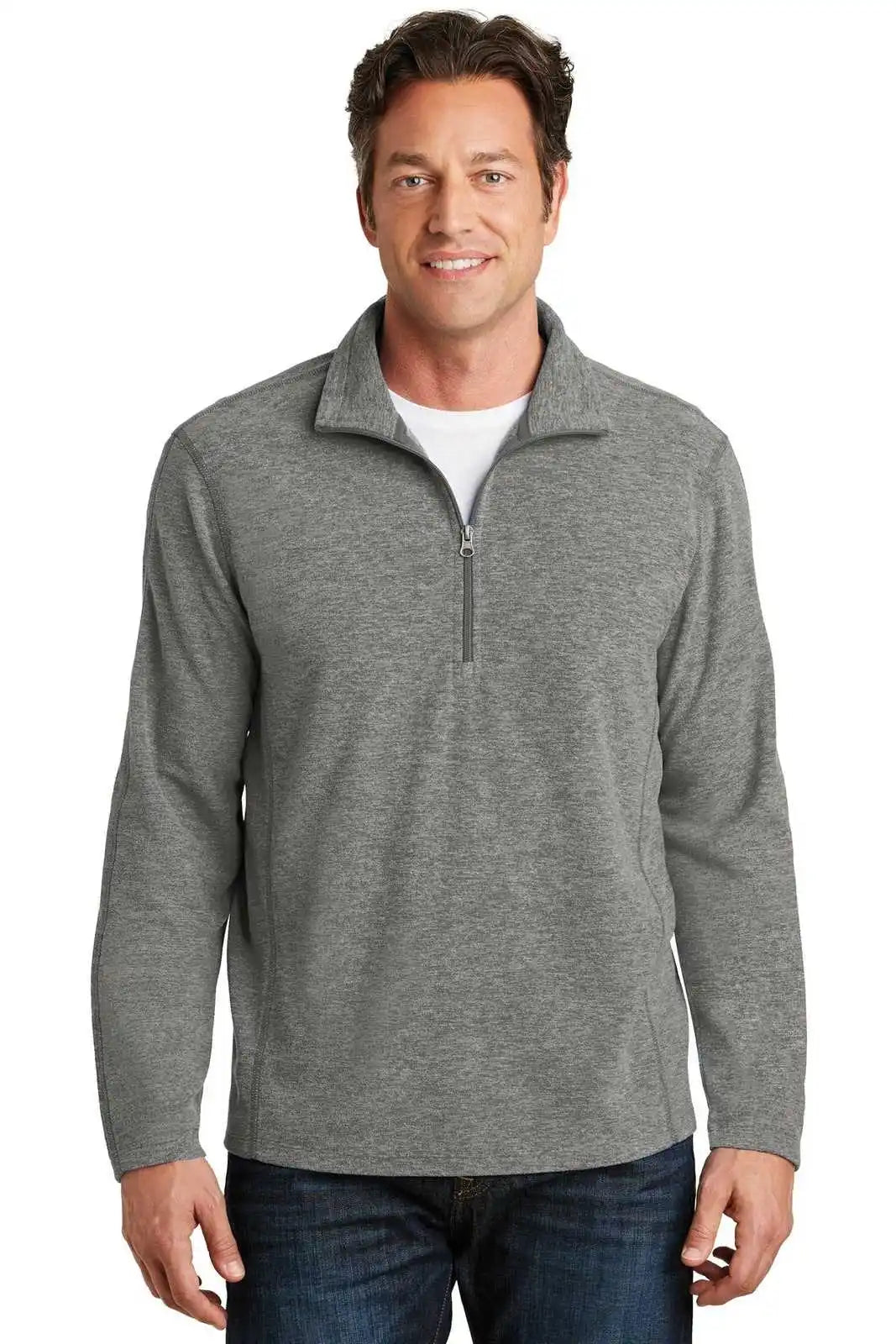Port Authority F234 Heather Microfleece 1/2-zip Pullover - Pearl Gray