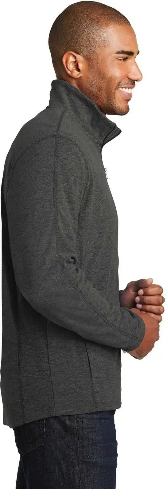 Port Authority F235 Heather Microfleece Full-zip Jacket - Black Charcoal