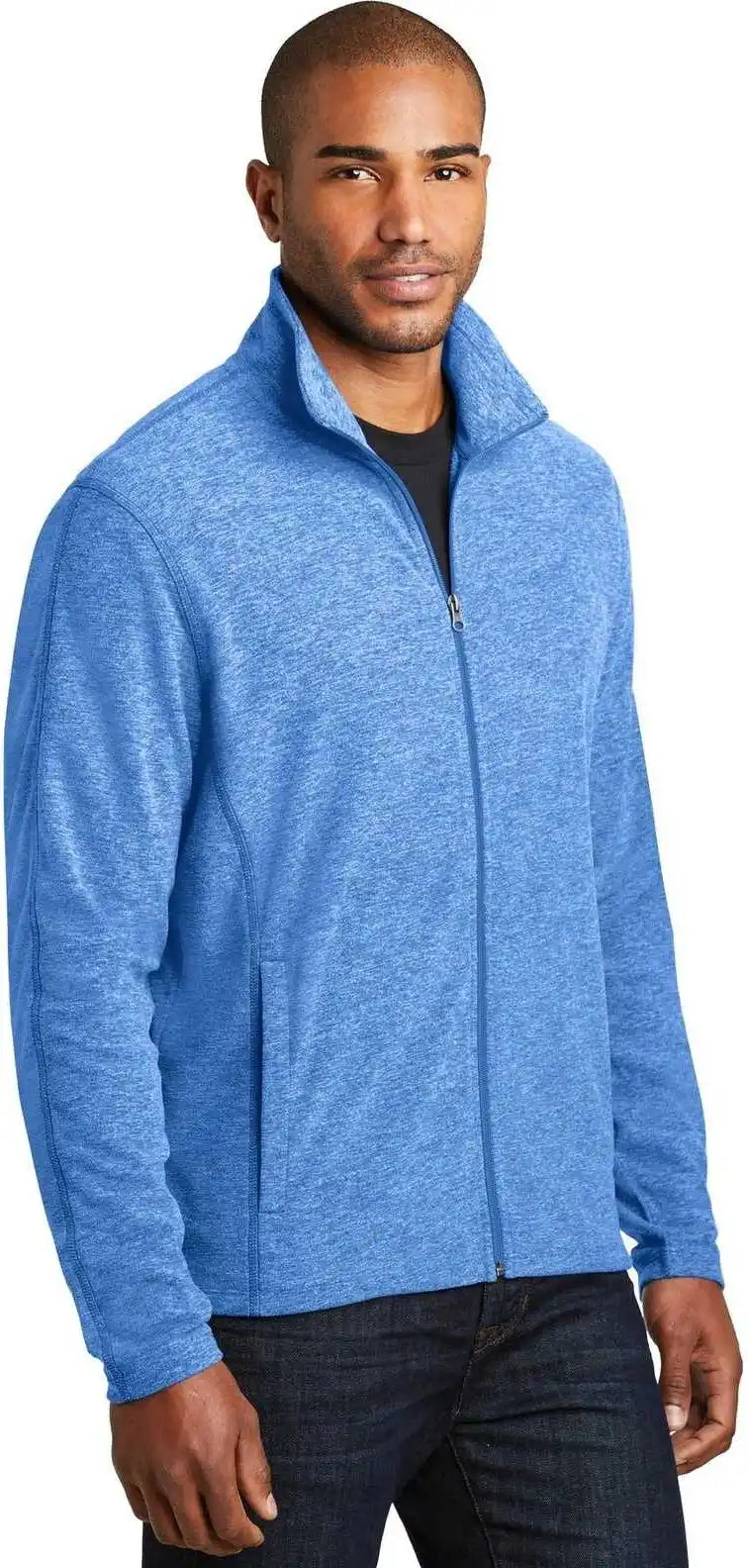 Port Authority F235 Heather Microfleece Full Zip Jacket Light Royal