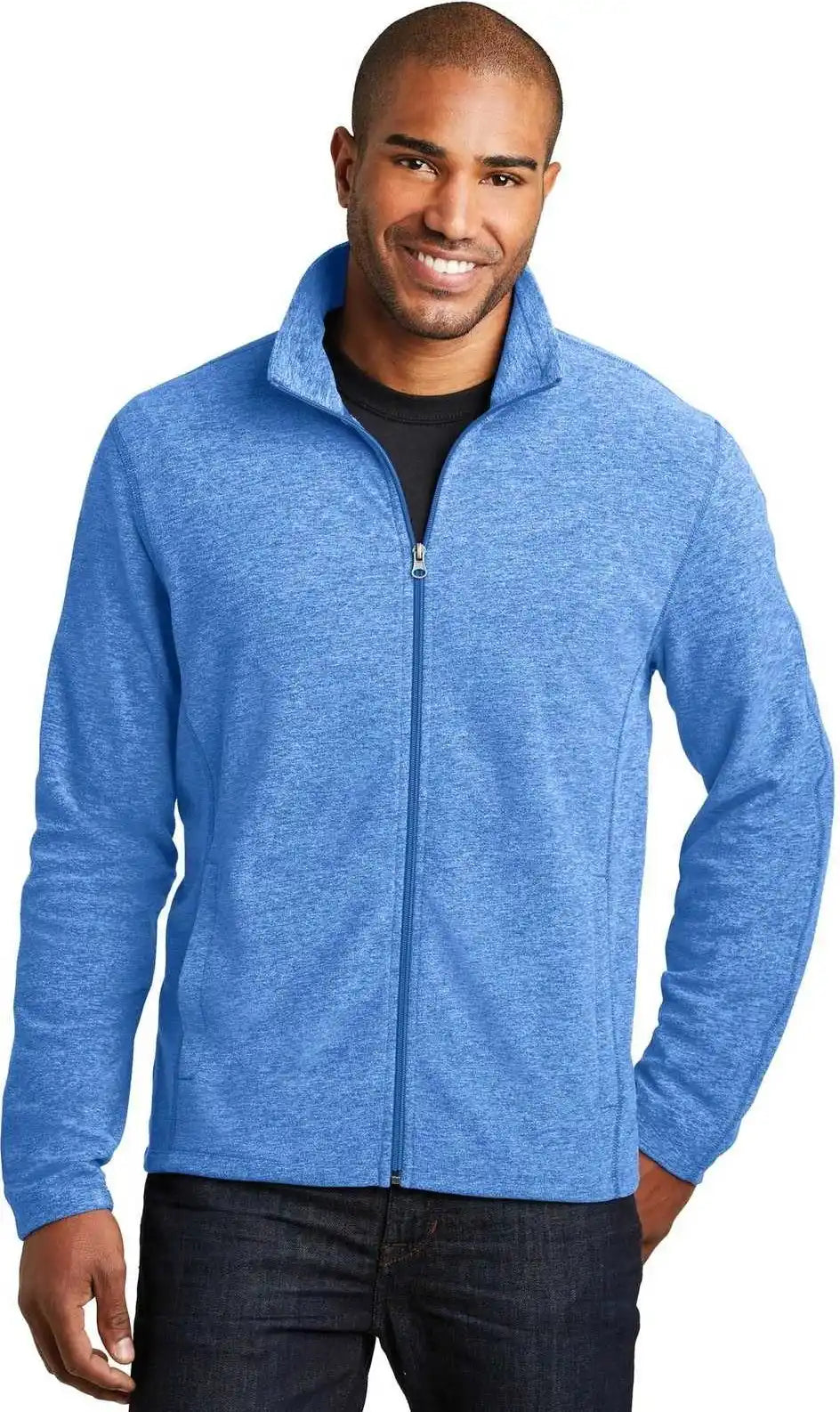 Port Authority F235 Heather Microfleece Full Zip Jacket Light Royal