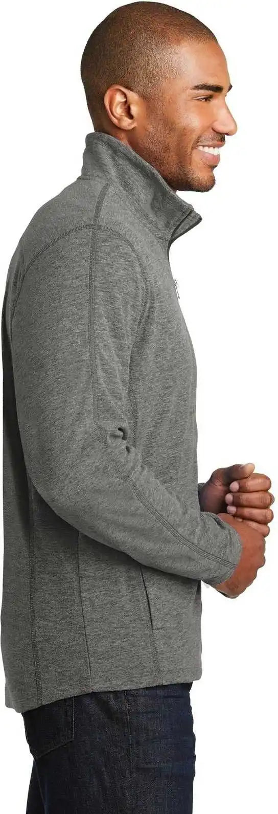 Port Authority F235 Heather Microfleece Full Zip Jacket Pearl Gray