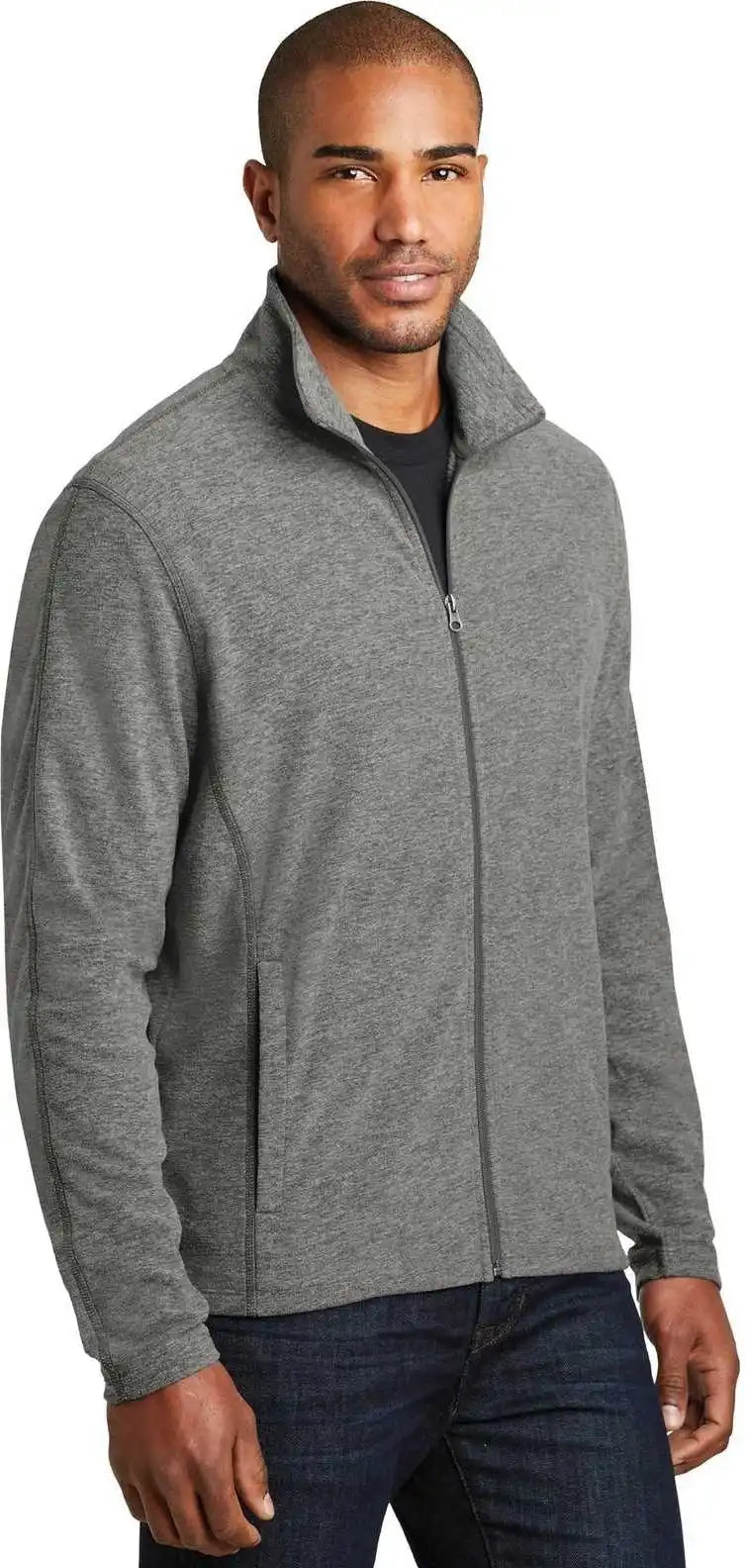 Port Authority F235 Heather Microfleece Full Zip Jacket Pearl Gray