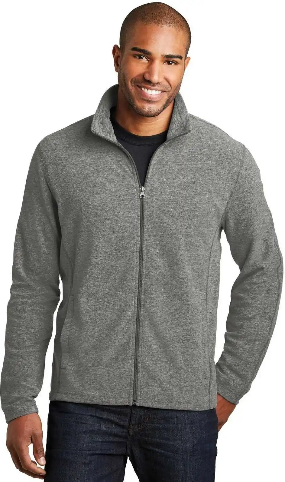 Port Authority F235 Heather Microfleece Full Zip Jacket Pearl Gray