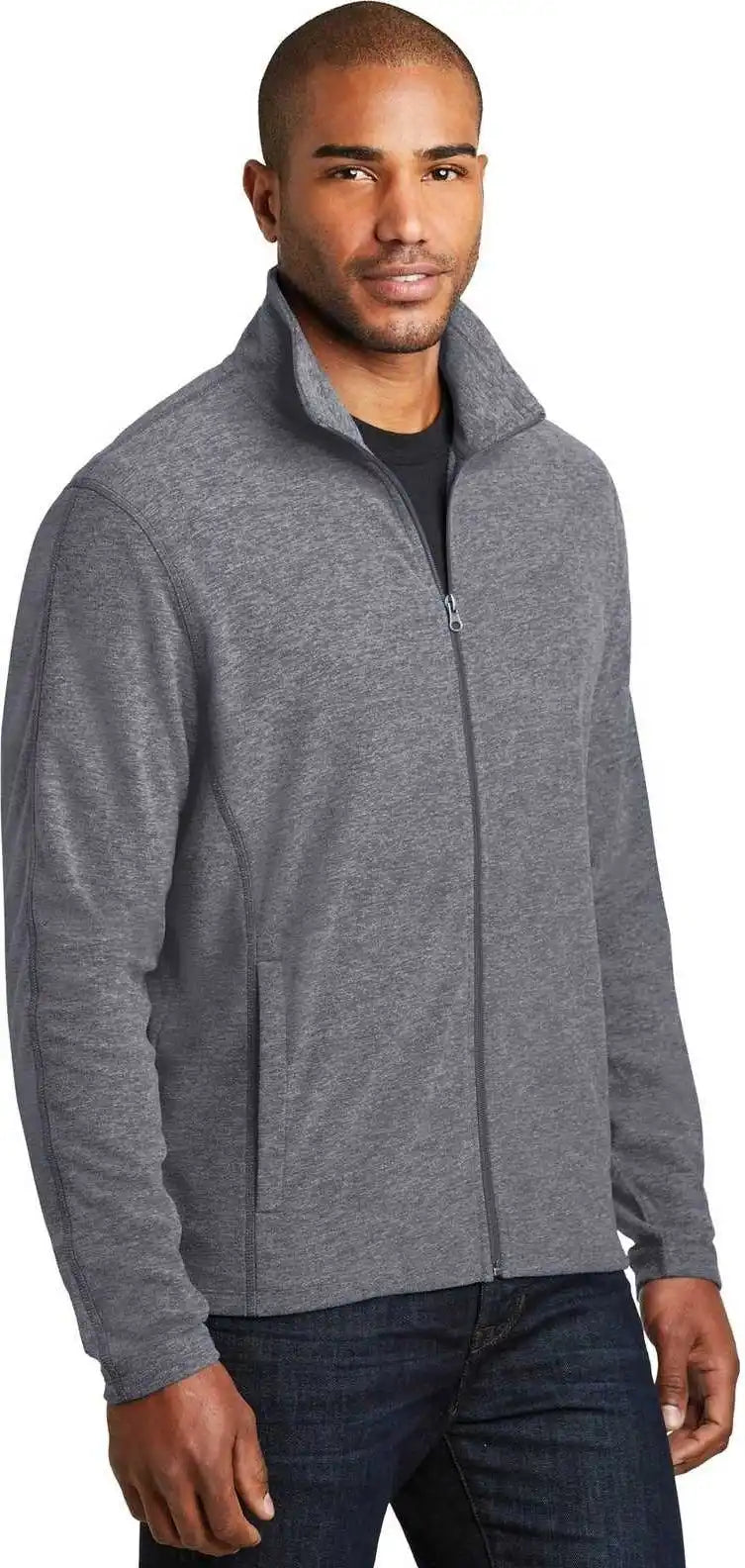 Port Authority F235 Heather Microfleece Full Zip Jacket True Navy